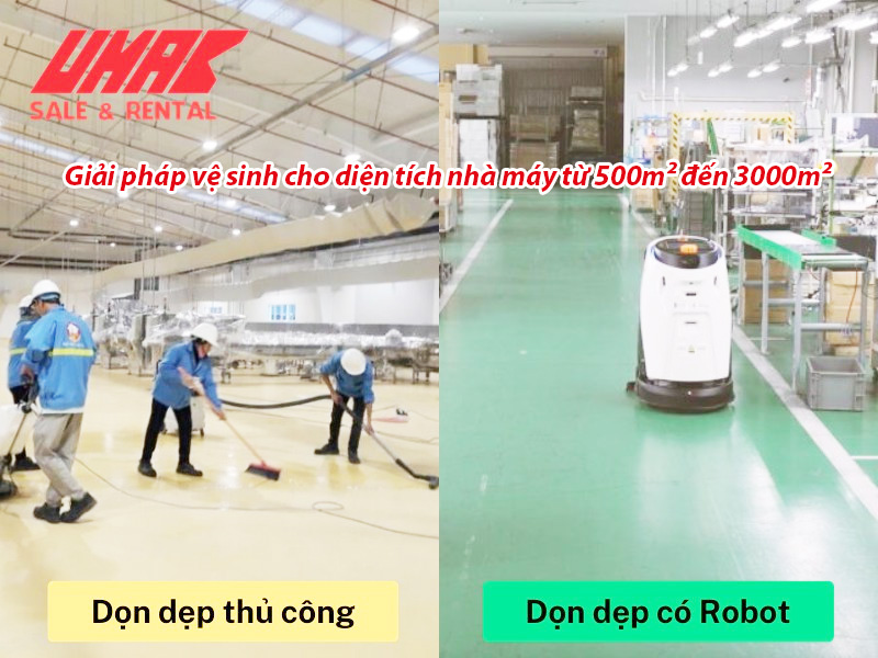 Thiết bị dọn vệ sinh công nghiệp cho nhà máy từ 500m² đến 3000m²